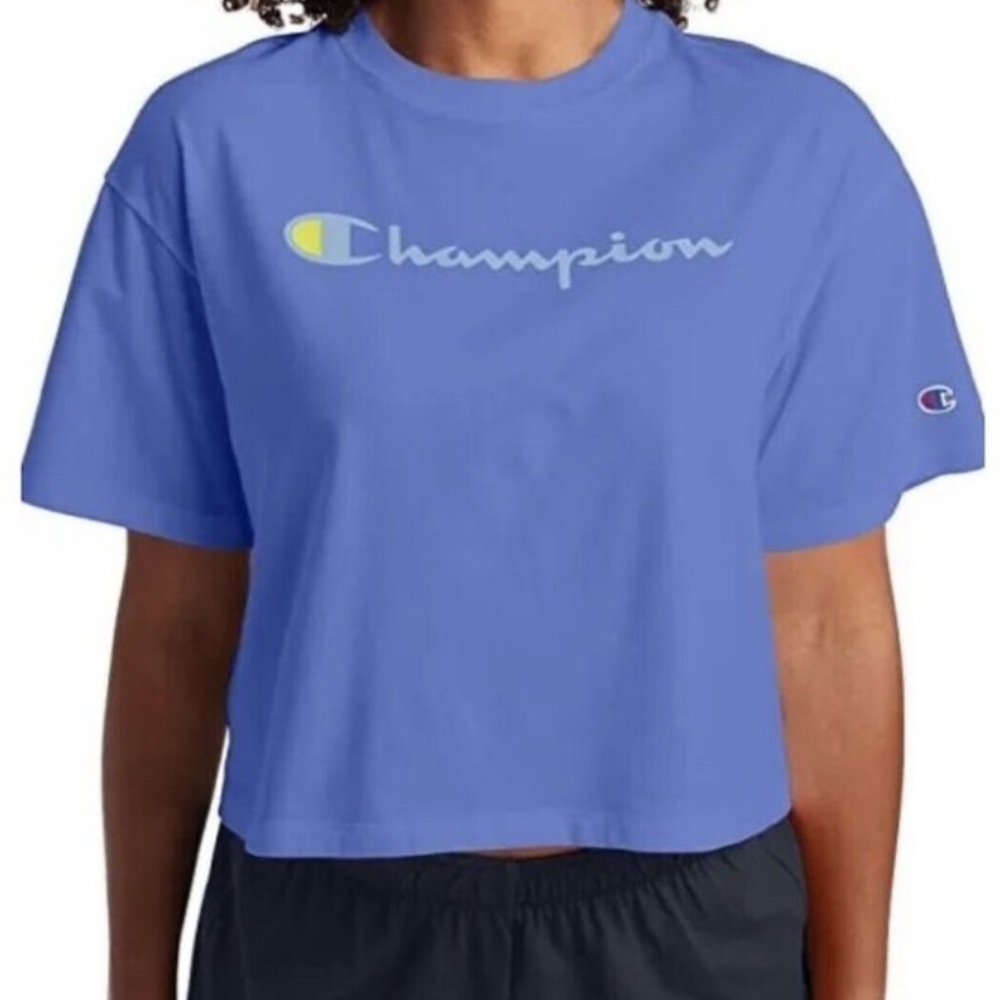 Champion Women's Cropped Tee in Blue